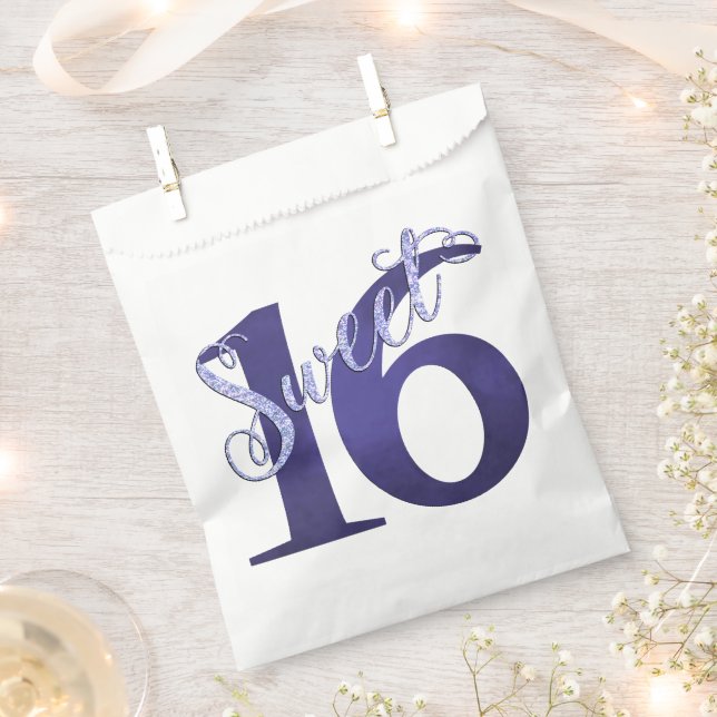 Sweet 16 | Purple Watercolor Grunge and Glitter Favour Bags (Clipped)