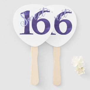 Sweet 16   Purple Watercolor Grunge and Glitter Hand Fan