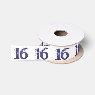 Sweet 16   Purple Watercolor Grunge and Glitter Satin Ribbon