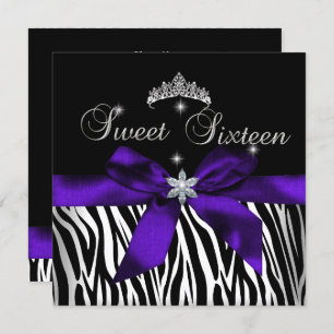 Sweet 16 Purple Zebra Black Diamonds image Invitation