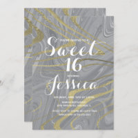 Sweet 16 | Quince Marble Liquid Grey Faux Gold