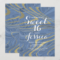 Sweet 16 | Quince Marble Liquid L Blue Faux Gold