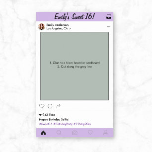 Sweet 16 Quinceanera Party Prop Photo Booth Frame Poster