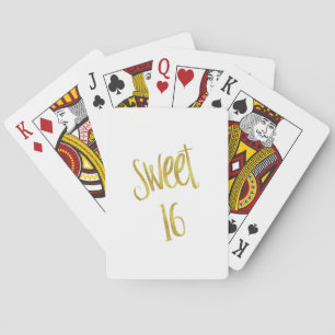 Sweet 16 Quote Faux Gold Glitter Background Playing Cards