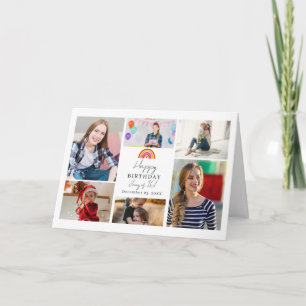 Sweet 16 Rainbow 6 Photo Birthday Keepsake Thank You Card