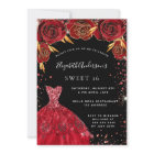 Sweet 16 red black sparkles dress florals