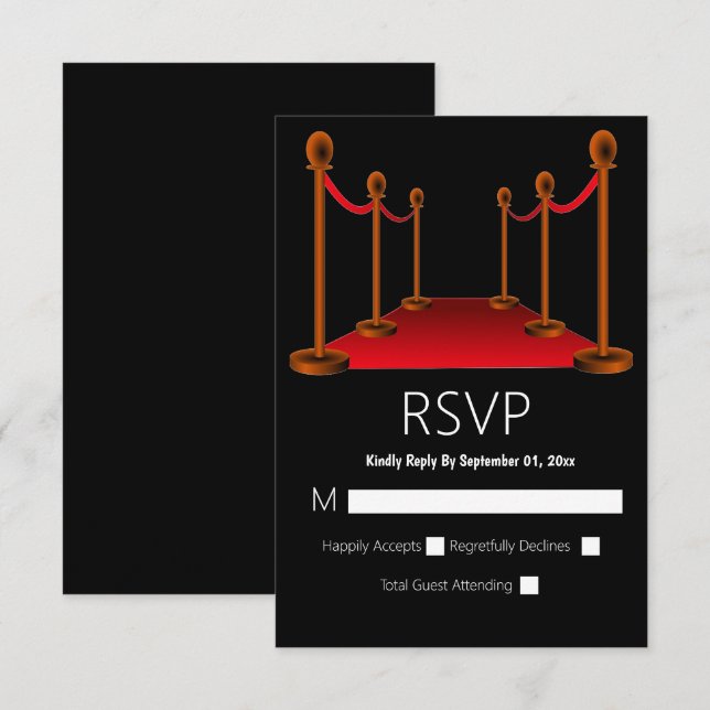 Sweet 16 Red Carpet Hollywood Elegant Birthday   RSVP Card (Front/Back)