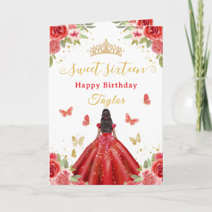 Sweet 16 Red Princess African American Girl Card