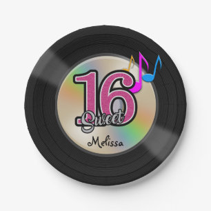 Sweet 16 Rock Music Party Personalised Paper Plate