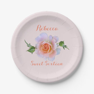 Sweet 16 Rose Birthday Paper Plate