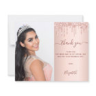 Sweet 16 rose blush photo thank you card