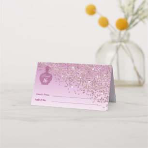 Sweet 16 Rosé Fragrance Rose Gold Glitter Boutique Place Card