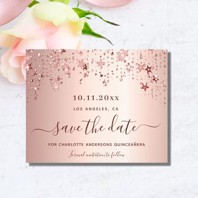 Sweet 16 rose gold blush budget Save the Date Flyer (Creator Uploaded)