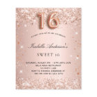 Sweet 16 rose gold blush glitter budget invitation