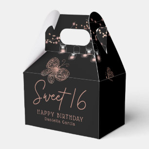 Sweet 16 Rose Gold Butterfly Chic Modern Birthday Favour Box