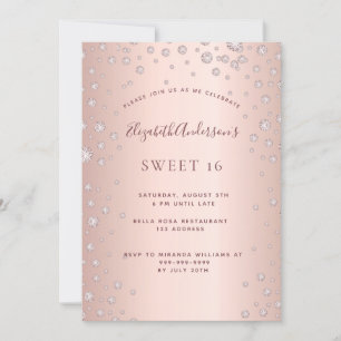 Sweet 16 rose gold diamond sprinkle invitation