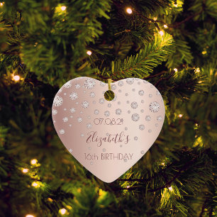 Sweet 16 rose gold diamonds ceramic tree decoration