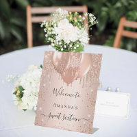 Sweet 16 rose gold glitter blush party welcome