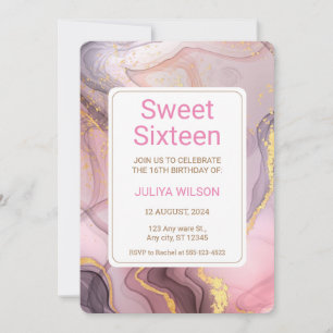 Sweet 16 Rose Gold glitter girls birthday party Invitation