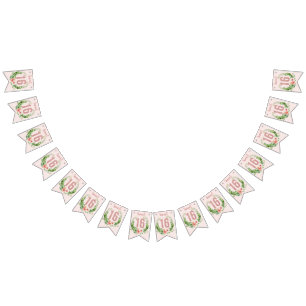Sweet 16 Rose Gold Glitter Girly Floral Bunting