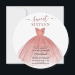 Sweet 16 Rose Gold Glitter Pink 16th Birthday Invitation<br><div class="desc">Featuring a pretty blush pink dress and faux rose gold glitter and modern script,  this birthday invitation is perfect for a princess. 

Easily replace the party details by clicking the "Personalise" button above.</div>