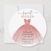 Sweet 16 Rose Gold Glitter Pink 16th Birthday