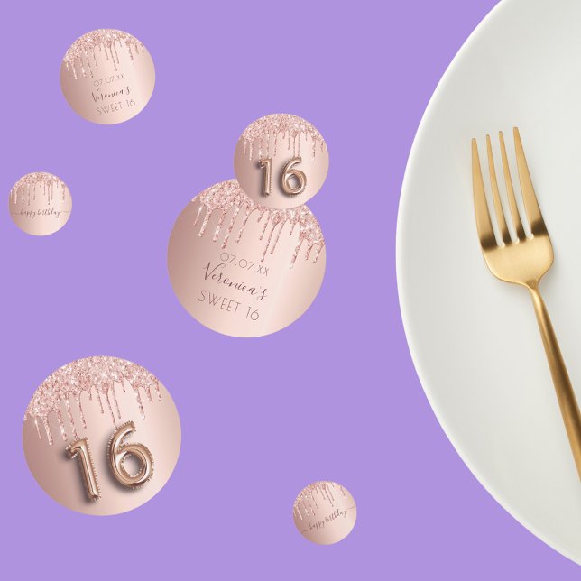 Sweet 16 rose gold glitter pink confetti (Creator Uploaded)