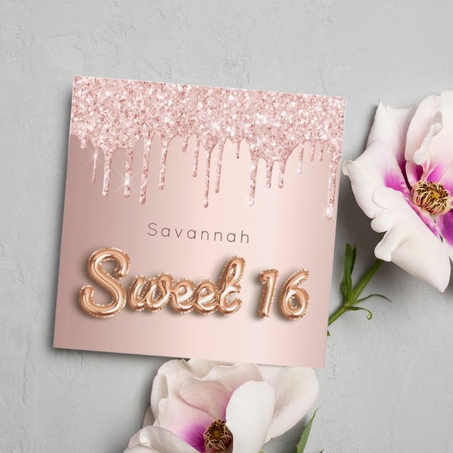 Sweet 16 rose gold glitter pink luxurious 16th (Creator Uploaded)