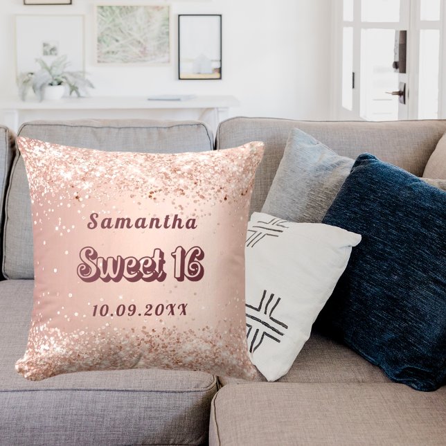 Sweet 16 rose gold name cushion (Creator Uploaded)
