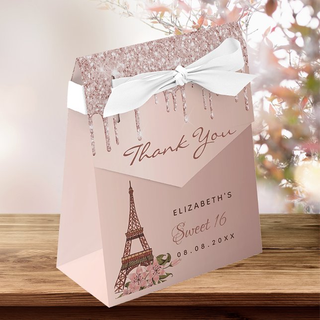 Sweet 16 rose gold Paris thank you Favour Box (Creator Uploaded)