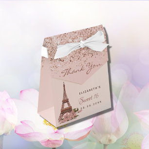 Sweet 16 rose gold Paris thank you Favour Box