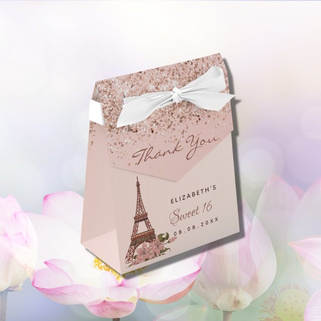 Sweet 16 rose gold Paris thank you Favour Box (Creator Uploaded)