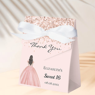 Sweet 16 rose gold princess dress favour box