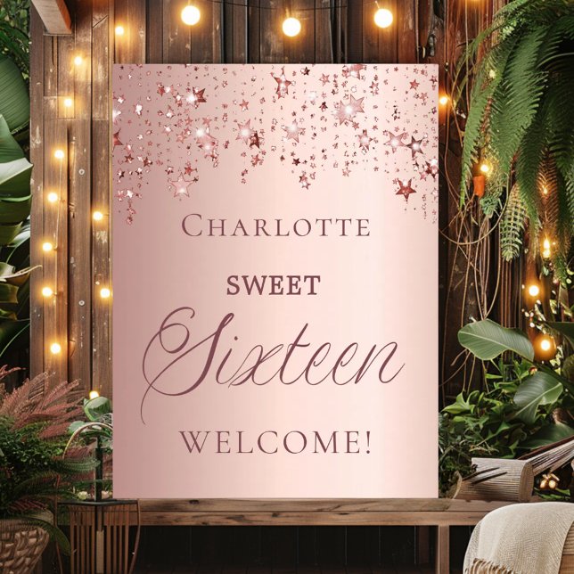 Sweet 16 rose gold stars welcome  poster (Creator Uploaded)