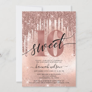 Sweet 16 Rose Gold Trendy Invitation