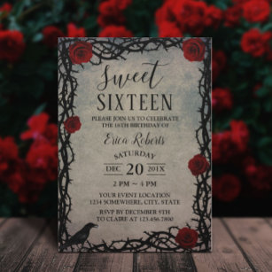 Sweet 16 Rose & Thorn Vintage Fairytale Birthday Invitation