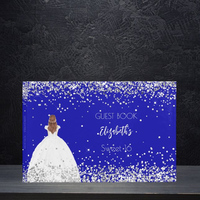 Sweet 16 royal blue dress glitter guest book (Creator Uploaded)