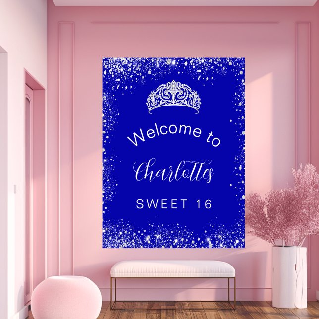 Sweet 16 royal blue silver welcome poster (Creator Uploaded)