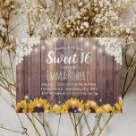 Sweet 16 Rustic Sunflowers & String Lights Invitation<br><div class="desc">Rustic Sunflowers & String Lights Sweet 16 Invitations.</div>