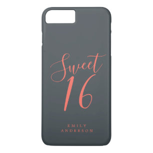 Sweet 16 Script Coral Black 16th Birthday Case-Mate iPhone Case