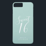 Sweet 16 Script Sky Blue 16th Birthday Case-Mate iPhone Case<br><div class="desc">Sweet Sixteen birthday phone case with chic white script on a sky blue background. Celebrate your 16th birthday in style with this blue and white trendy design and simply add your name. Exclusively designed for you by Happy Dolphin Studio. If you need any help or matching products, please contact us...</div>