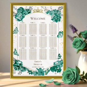 Sweet 16 Seating Chart Sign Green Butterflys