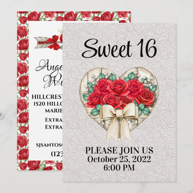 Sweet 16 - See Back  Invitation (Front/Back)