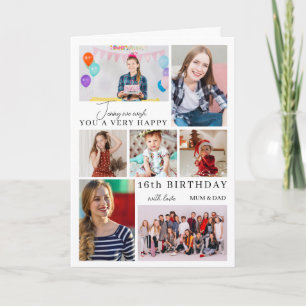 Sweet 16 Seven Photo Birthday Collage Name Card