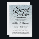 Sweet 16 Silver Glitter Ombre 16th Birthday  Invitation<br><div class="desc">A glamourous, moder silver glitter ombre design Sweet 16 birthday invitation features the text "Sweet Sixteen" in black chic handwritten script calligraphy. Perfect 16th birthday party invitation for a glamourous Sweet sixteen, perfect for her, the fashionista who loves modern pattern, sparkle, luxury and glam. Exclusively designed for you by Happy...</div>
