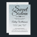 Sweet 16 Silver Glitter Ombre 16th Birthday  Invitation<br><div class="desc">A glamourous, moder silver glitter ombre design Sweet 16 birthday invitation features the text "Sweet Sixteen" in black chic handwritten script calligraphy. Perfect 16th birthday party invitation for a glamourous Sweet sixteen, perfect for her, the fashionista who loves modern pattern, sparkle, luxury and glam. Exclusively designed for you by Happy...</div>