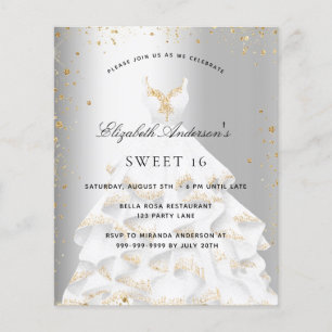 Sweet 16 silver gold dress invitation