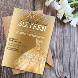 Sweet 16 Sixteen Birthday Party Dress Diamonds Invitation