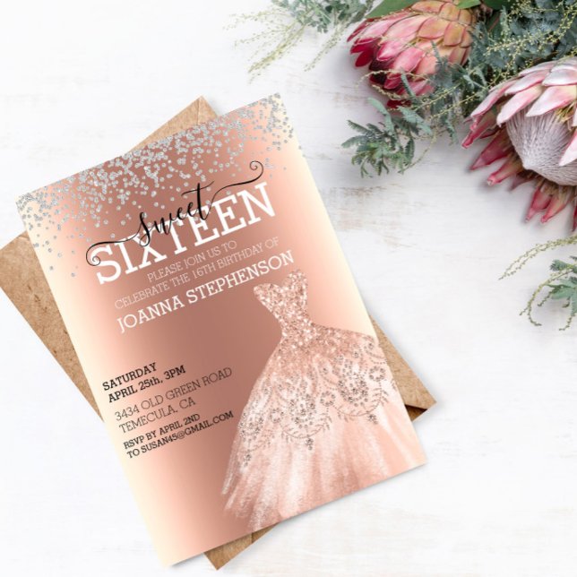 Sweet 16 Sixteen Birthday Party Dress Diamonds  Invitation (Creator Uploaded)