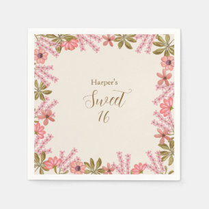 Sweet 16 Sixteen Floral Wildflower Pretty Boho Nap Napkin